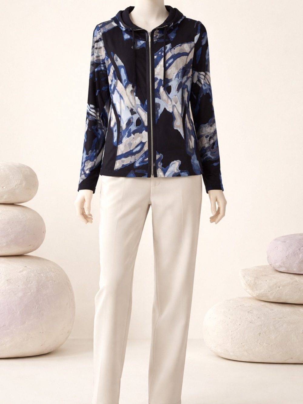 Blue Abstract Zip-Front Jacket - Picture 5 of 5